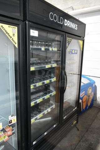2016 True GDM-49-HC Metal Commercial 2 Door Reach In Cooler Merchandiser w/ Poly Coated Racks. 115 Volts, 1 Phase. Tested and Working!