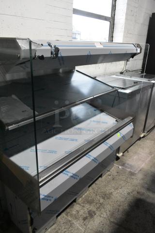BRAND NEW SCRATCH AND DENT! 2016 BKI HSS4-2TSQ Stainless Steel Commercial Floor Style 2 Tier Warming Display Case Merchandiser. 230 Volts, 1 Phase.