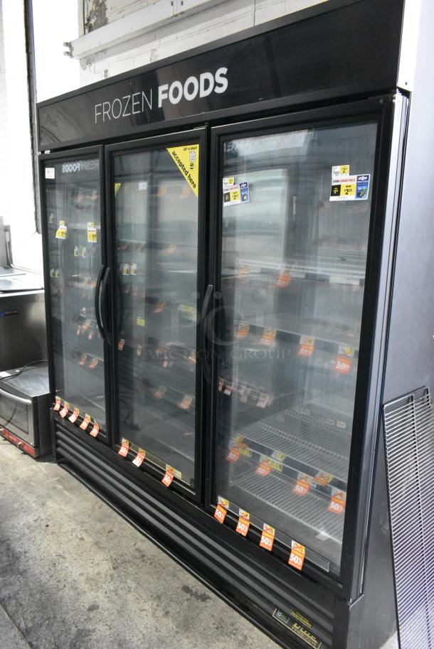2016 True GDM-72F-HC Metal Commercial 3 Door Reach In Freezer Merchandiser w/ Poly Coated Racks. 115/208-230 Volts, 1 Phase. Tested and Working! - Image 1 of 8