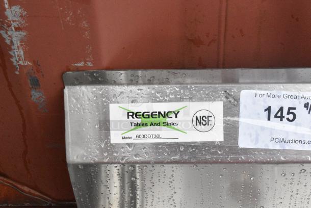 BRAND NEW SCRATCH AND DENT! Regency 600DDT36L 16 Gauge 3' Soiled / Dirty Dish Table - Left Drainboard. No Legs. - Image 4 of 4