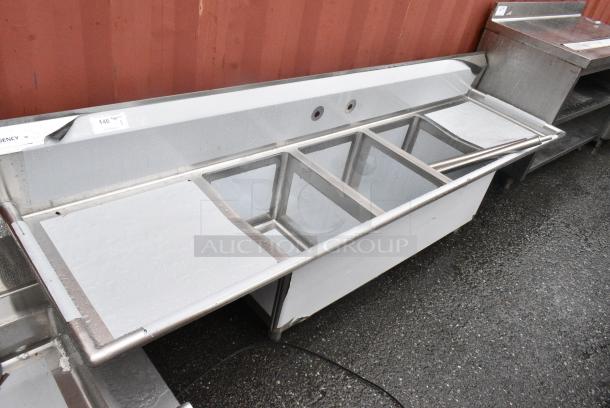 BRAND NEW SCRATCH AND DENT! Regency Stainless Steel 3 Bay Sink w/ Dual Drain Boards. Missing 2 Legs. - Image 1 of 8