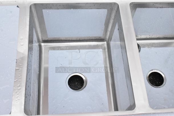 BRAND NEW SCRATCH AND DENT! Regency Stainless Steel 3 Bay Sink w/ Dual Drain Boards. Missing 2 Legs. - Image 6 of 8