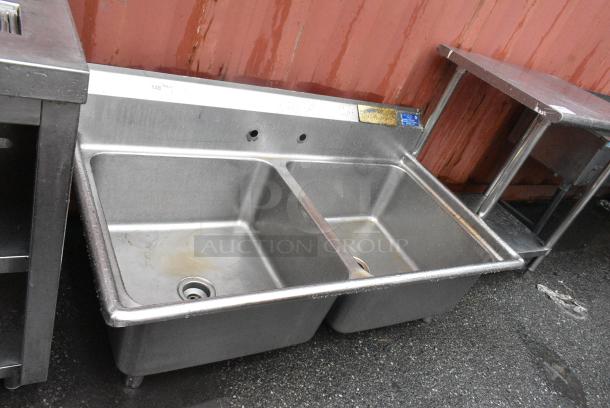 Stainless Steel 2 Bay Sink. No Legs. - Image 1 of 5
