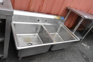 Stainless Steel 2 Bay Sink. No Legs.