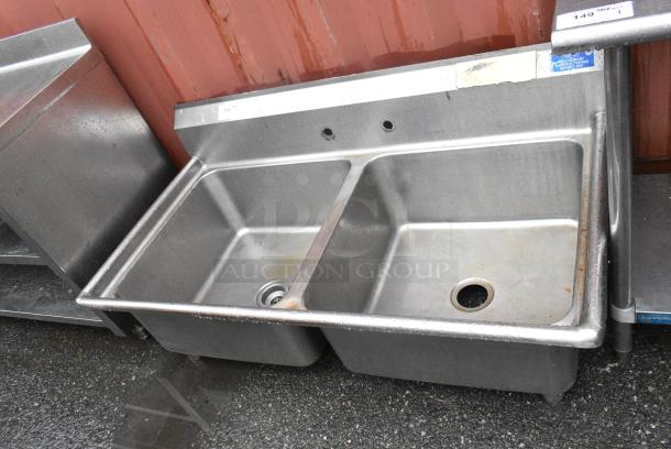 Stainless Steel 2 Bay Sink. No Legs. - Image 2 of 5