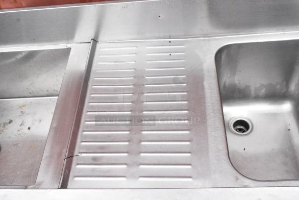 Stainless Steel 3 Bay Back Bar Sink w/ Left Side Ice Bin and Dual Drain Boards. - Image 5 of 6
