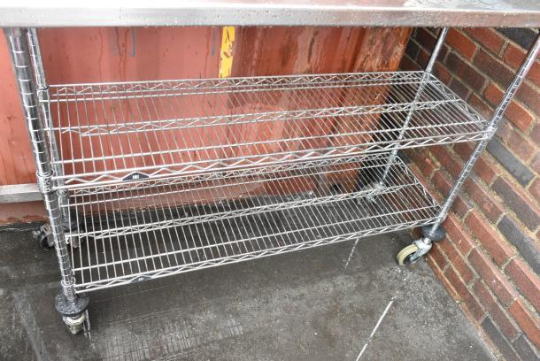 Stainless Steel Table w/ 2 Wire Shelves on Commercial Casters. - Image 3 of 4