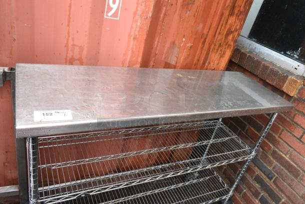 Stainless Steel Table w/ 2 Wire Shelves on Commercial Casters. - Image 4 of 4