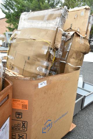 10 BRAND NEW SCRATCH AND DENT! Items Including Koala Kare Diaper Changing Station, 600PTS1872 Regency 16-Gauge Type 304 Stainless Steel Pass-Through Shelf - 18" x 72", 600STPR20KD Regency 20 Pan Aluminum Steam Table Pan Rack - Unassembled, 600TSSB3060S Regency Spec Line 30" x 60" 14 Gauge Stainless Steel Commercial Work Table with 4" Backsplash and Undershelf. 10 Times Your Bid! May Be Missing Pieces.