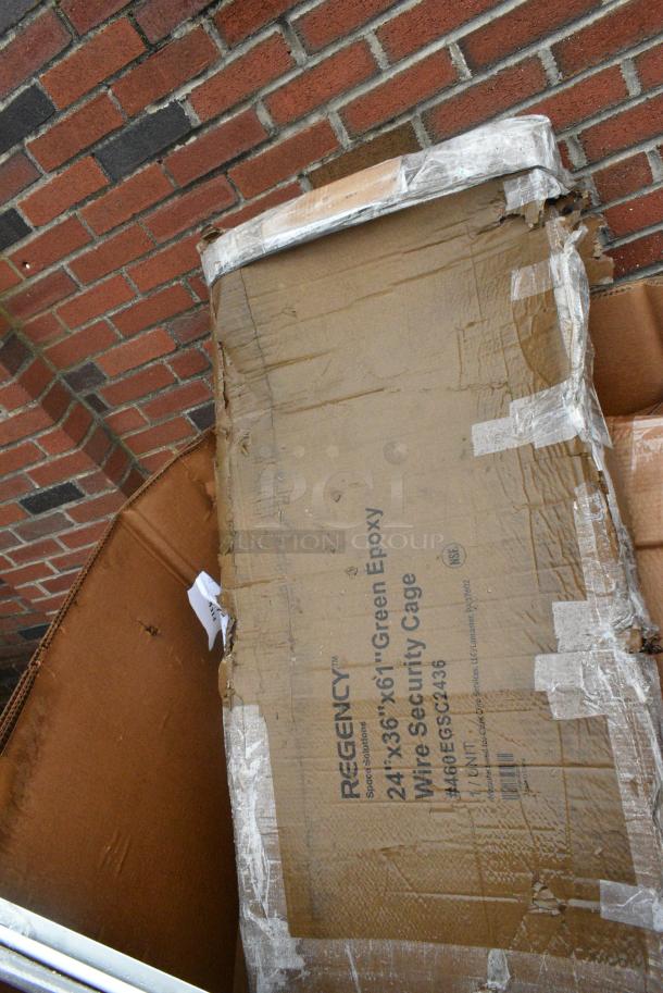 5 BRAND NEW SCRATCH AND DENT! Items Including 460EGSC2436 Regency NSF Green Wire Security Cage - 24" x 36" x 61", Black Wire Shelf. 5 Times Your Bid! May Be Missing Pieces. - Image 2 of 6