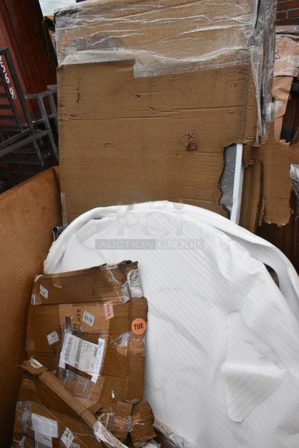 6 BRAND NEW SCRATCH AND DENT! Items Including 164TB2230 Lancaster Table & Seating 22" x 30" Cross Cast Iron Table Base Plate, 407BUNFULL Choice Full Size 18" x 26" 19 Gauge Wire in Rim Aluminum Bun Pan / Sheet Pan, 600UT3672S Regency Adjustable Stainless Steel Work Table Undershelf for 36" x 72" Tables - 18 Gauge. 6 Times Your Bid! May Be Missing Pieces - Image 2 of 8