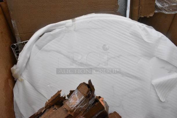 6 BRAND NEW SCRATCH AND DENT! Items Including 164TB2230 Lancaster Table & Seating 22" x 30" Cross Cast Iron Table Base Plate, 407BUNFULL Choice Full Size 18" x 26" 19 Gauge Wire in Rim Aluminum Bun Pan / Sheet Pan, 600UT3672S Regency Adjustable Stainless Steel Work Table Undershelf for 36" x 72" Tables - 18 Gauge. 6 Times Your Bid! May Be Missing Pieces - Image 6 of 8