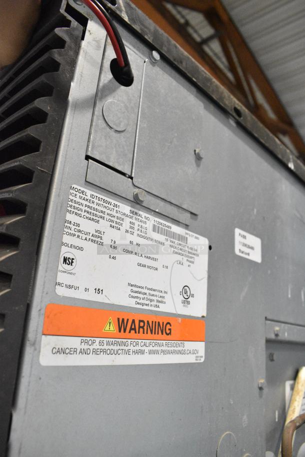Manitowoc IDT0750W-261 Stainless Steel Commercial Ice Machine Head on MGR Commercial Ice Machine. 208-230 Volts, 1 Phase. - Image 7 of 7