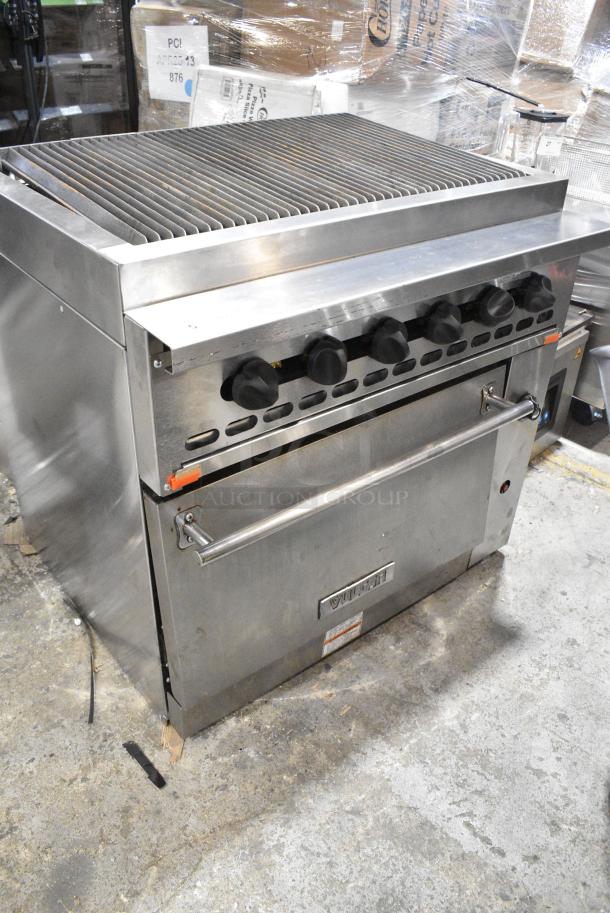 LIKE NEW! Vulcan 36C-36CBN Stainless Steel Endurance Natural Gas Powered Charbroiler Grill with Oven and 12" Cabinet Base. 275,000 BTU. - Image 1 of 8