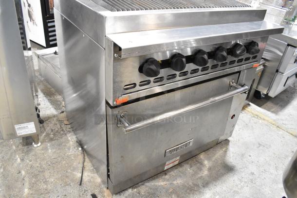 LIKE NEW! Vulcan 36C-36CBN Stainless Steel Endurance Natural Gas Powered Charbroiler Grill with Oven and 12" Cabinet Base. 275,000 BTU. - Image 6 of 8