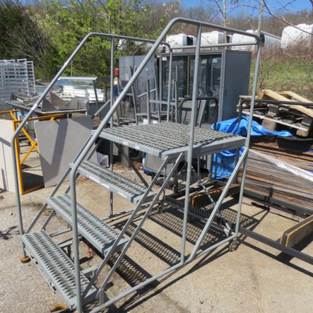 One Uline 4 Step Warehouse Ladder On Casters. - Image 2 of 2