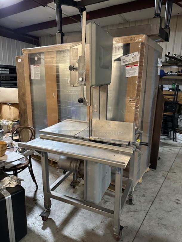 One AWESOME Hobart Meat/Bone Bandsaw On Casters. 200-230 Volt. 3 Phase. Model# 5801. 3 hp. - Image 1 of 5