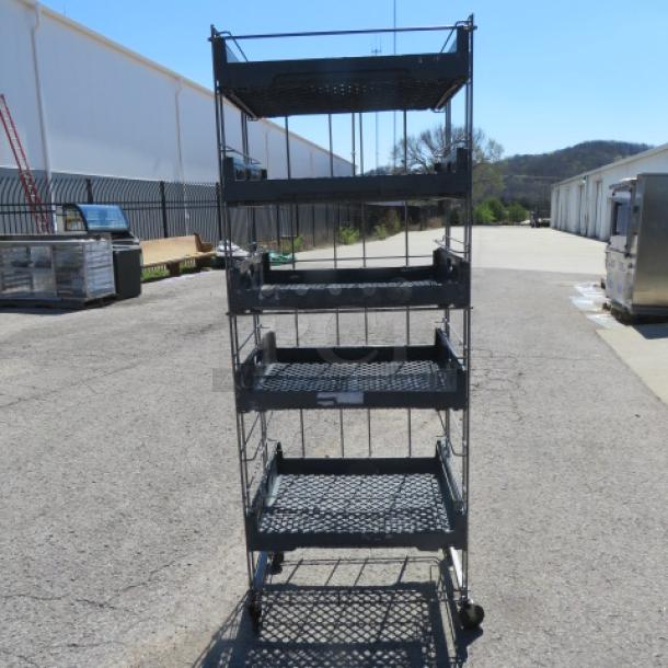 One Metal Rack With 5 Poly Bread Racks, On Casters. 31X26X81 - Image 1 of 2