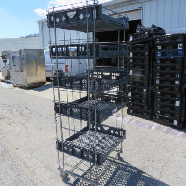 One Metal Rack With 5 Poly Bread Racks, On Casters. 31X26X81 - Image 2 of 2