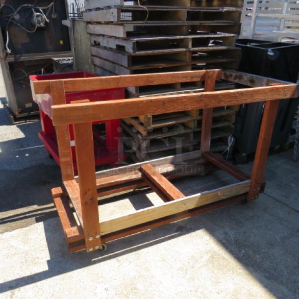 One Wooden Cart On Casters. 64X31X39 - Image 1 of 1