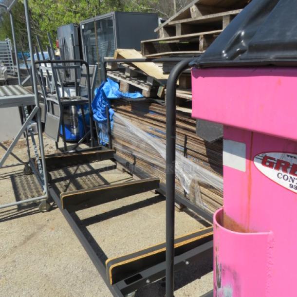 One Black Metal Transport Cart On Casters. 101X34.5X50 - Image 1 of 1