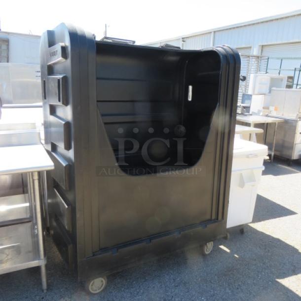 One Black Poly  Registry Cart On Casters. 49X27.5X67 - Image 1 of 2