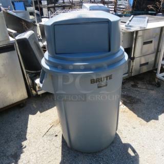 One Rubbermaid Brute 55 Gallon Trash Can With A NEW Dome Lid With A Swing Door. $268.00