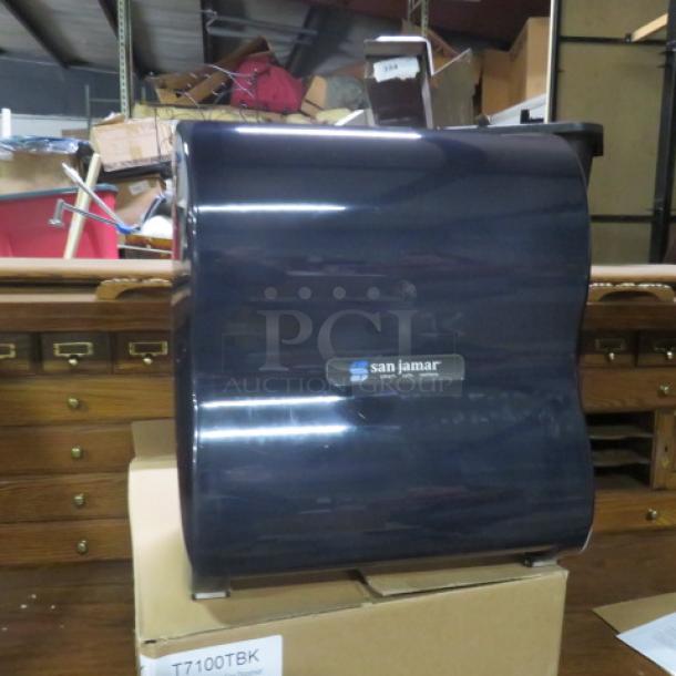 One NEW San Jamar  Black Pearl 10 Inch Hands Free Paper Towel Dispenser. #T7100TBK - Image 1 of 1