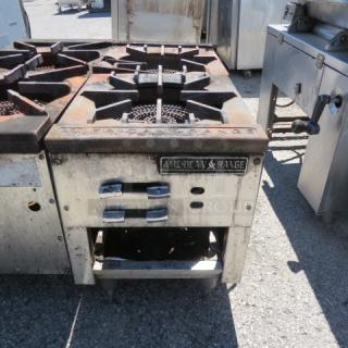 One American Range Natural Gas 2 Burner Range With Gas Hose. 18X41.5X24