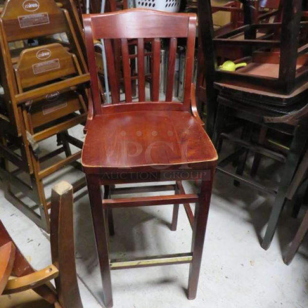 Solid Wood Bar Height Chair. 2XBID - Image 1 of 2
