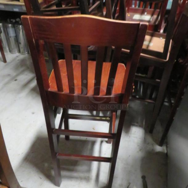 Solid Wood Bar Height Chair. 2XBID - Image 2 of 2
