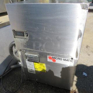 One WORKING Micromatic Air Cooled Glycol Chiller. Model# MMPP4303. 208/230 Volt. 1 Phase. 24X18X30. $4499.00.