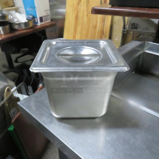 1/6 Size 6 Inch Deep Hotel Pan With Lid. 2XBID - Image 1 of 1