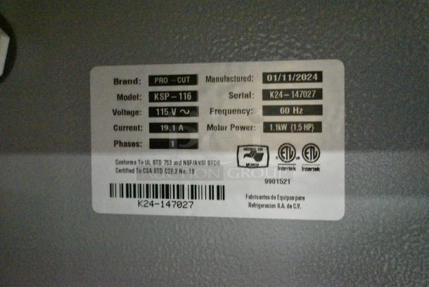 BRAND NEW SCRATCH AND DENT! 2024 ProCut KSP-116 Stainless Steel Commercial Floor Style Meat Saw. 115 Volts, 1 Phase. Tested and Working! - Image 8 of 8