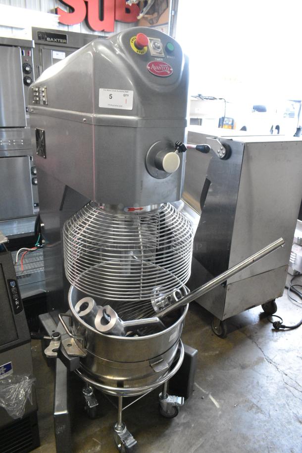 BRAND NEW SCRATCH AND DENT! Avantco MX60H Metal Commercial 60 Quart Planetary Dough Mixer w/ Stainless Steel Mixing Bowl, Bowl Guard, Bowl Dolly, Whisk, Paddle and Dough Hook Attachments.240 Volts, 3 Phase. - Image 2 of 12