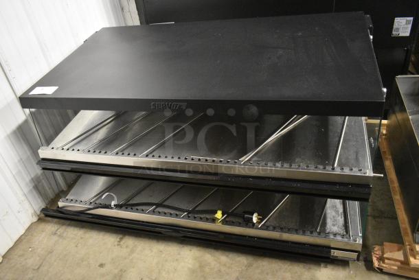 BRAND NEW SCRATCH AND DENT! ServIt OAM-138D 48" Full Service Slanted 2-Shelf Countertop Heated Display Merchandiser. 120 Volts, 1 Phase. Tested and Working! - Image 1 of 6
