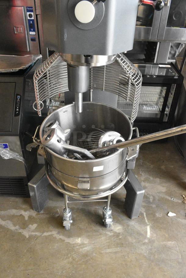 BRAND NEW SCRATCH AND DENT! Avantco MX60H Metal Commercial 60 Quart Planetary Dough Mixer w/ Stainless Steel Mixing Bowl, Bowl Guard, Bowl Dolly, Whisk, Paddle and Dough Hook Attachments.240 Volts, 3 Phase. - Image 9 of 12