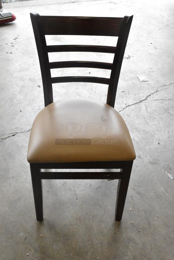 16 BRAND NEW SCRATCH AND DENT! Lancaster Table & Seating 164CLADMAHFR Wooden Dining Height Ladder Back Chair. 16 Times Your Bid! - Image 1 of 5
