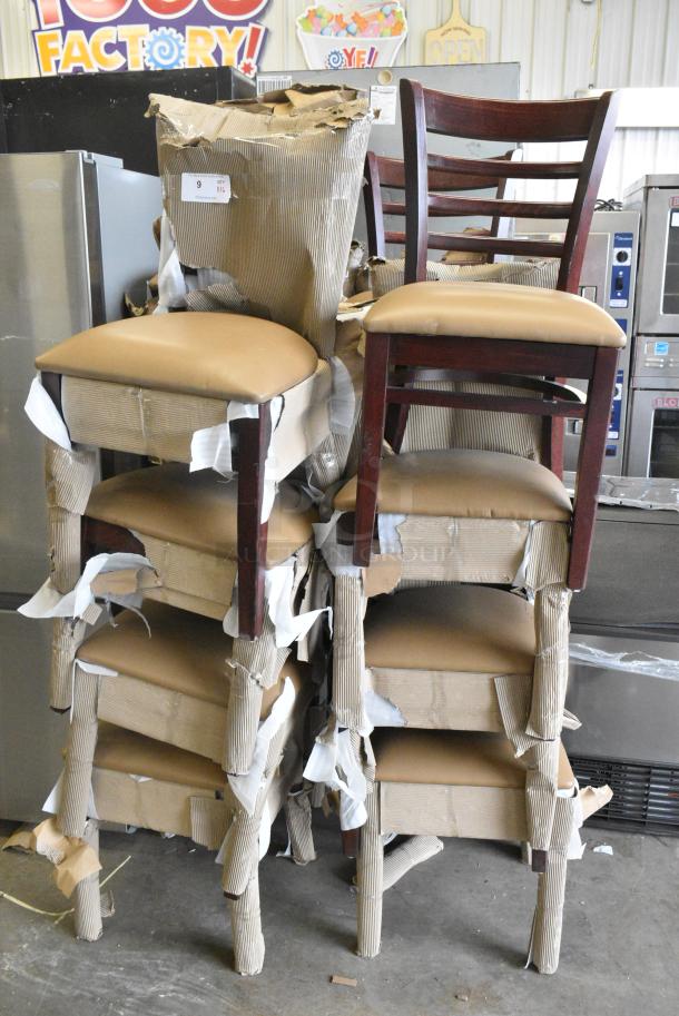 16 BRAND NEW SCRATCH AND DENT! Lancaster Table & Seating 164CLADMAHFR Wooden Dining Height Ladder Back Chair. 16 Times Your Bid! - Image 2 of 5
