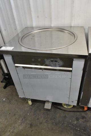 Vevor CBJY-1DA-500 Stainless Steel Commercial Floor Style Rolled Ice Cream Machine on Commercial Casters. 110 Volts, 1 Phase. Tested and Working!