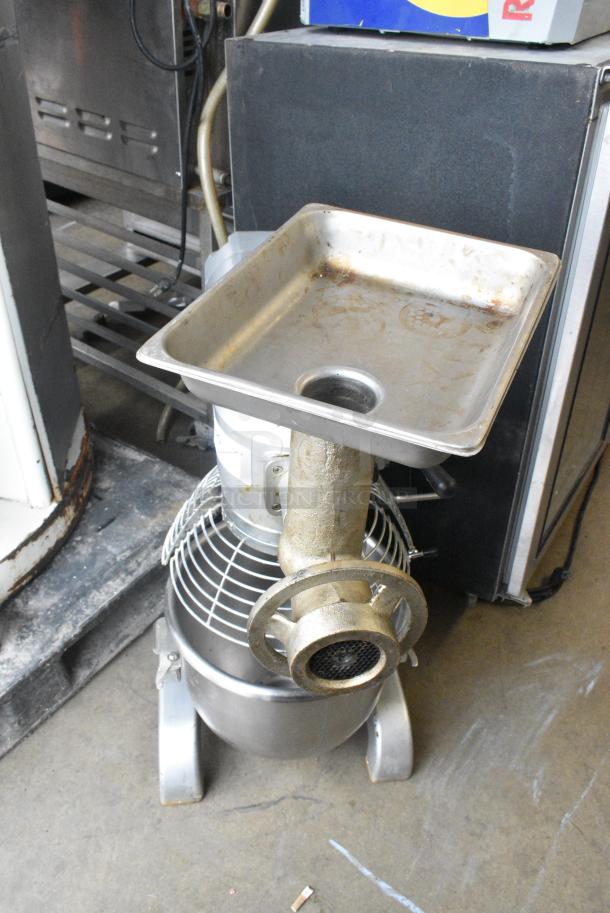 2021 Omcan SP200A Metal Commercial Countertop 20 Quart Planetary Dough Mixer w/ Mixing Bowl, Bowl Guard, Dough Hook and Meat Grinder Attachment. 110 Volts, 1 Phase. Tested and Working! - Image 2 of 9