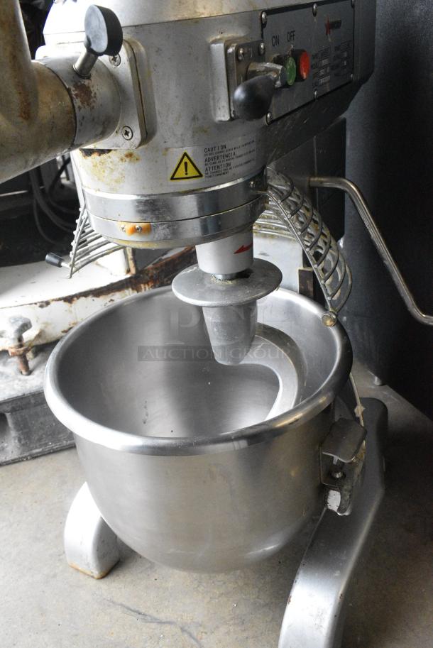 2021 Omcan SP200A Metal Commercial Countertop 20 Quart Planetary Dough Mixer w/ Mixing Bowl, Bowl Guard, Dough Hook and Meat Grinder Attachment. 110 Volts, 1 Phase. Tested and Working! - Image 8 of 9