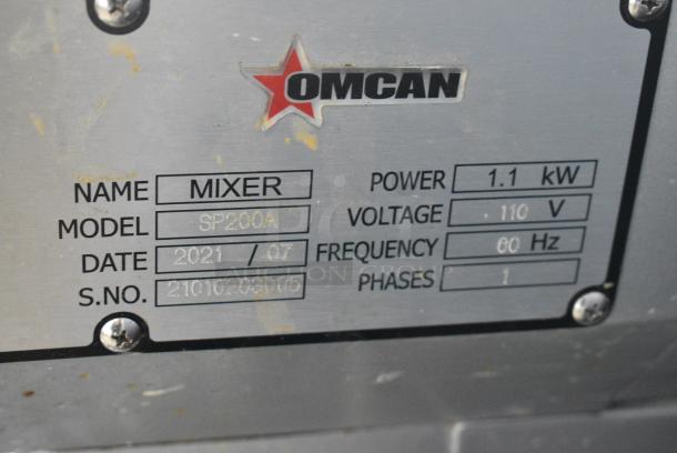 2021 Omcan SP200A Metal Commercial Countertop 20 Quart Planetary Dough Mixer w/ Mixing Bowl, Bowl Guard, Dough Hook and Meat Grinder Attachment. 110 Volts, 1 Phase. Tested and Working! - Image 9 of 9