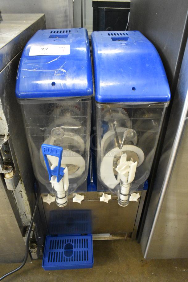 Stainless Steel Commercial Countertop 2 Hopper Slushie Machine. Missing 1 Drip Tray. 115 Volts, 1 Phase. Tested and Powers On But Does Not Get Cold and 1 Auger Does Not Move - Image 1 of 10