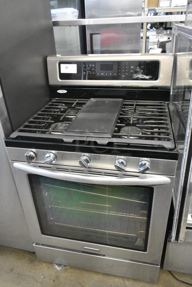 KitchenAid Stainless Steel Natural Gas Powered 4 Burner Range w/ Convection Oven. - Image 1 of 8