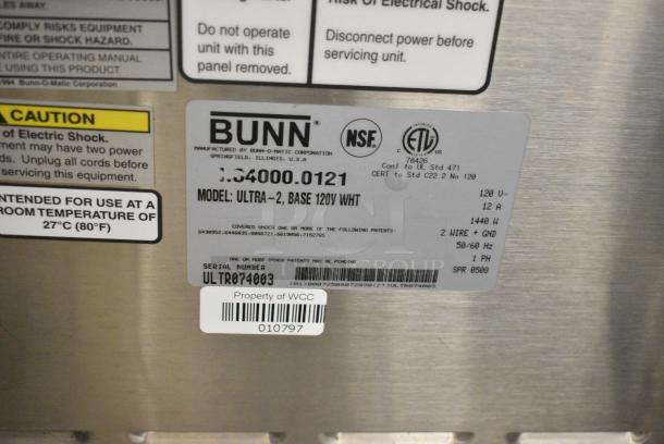 Bunn ULTRA-2 Stainless Steel Commercial Countertop 2 Hopper Slushie Machine. No Lids. 120 Volts, 1 Phase. Tested and Working! - Image 6 of 6