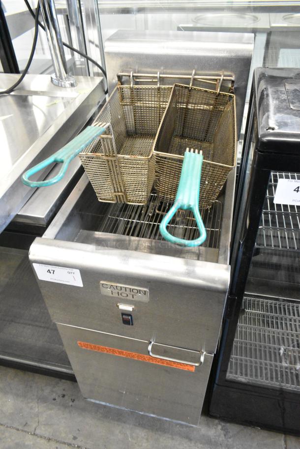 Frymaster SR14ESD Stainless Steel Commercial Floor Style Electric Powered Deep Fat Fryer w/ 2 Metal Fry Baskets. 240 Volts, 1 Phase. - Image 2 of 7