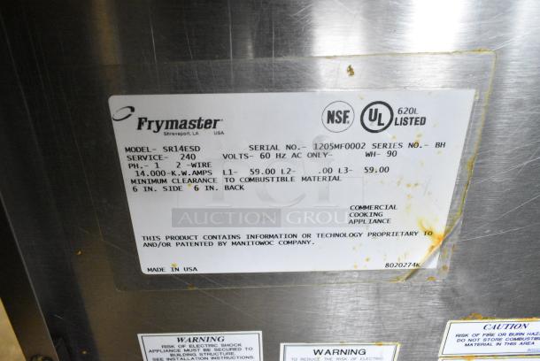 Frymaster SR14ESD Stainless Steel Commercial Floor Style Electric Powered Deep Fat Fryer w/ 2 Metal Fry Baskets. 240 Volts, 1 Phase. - Image 7 of 7