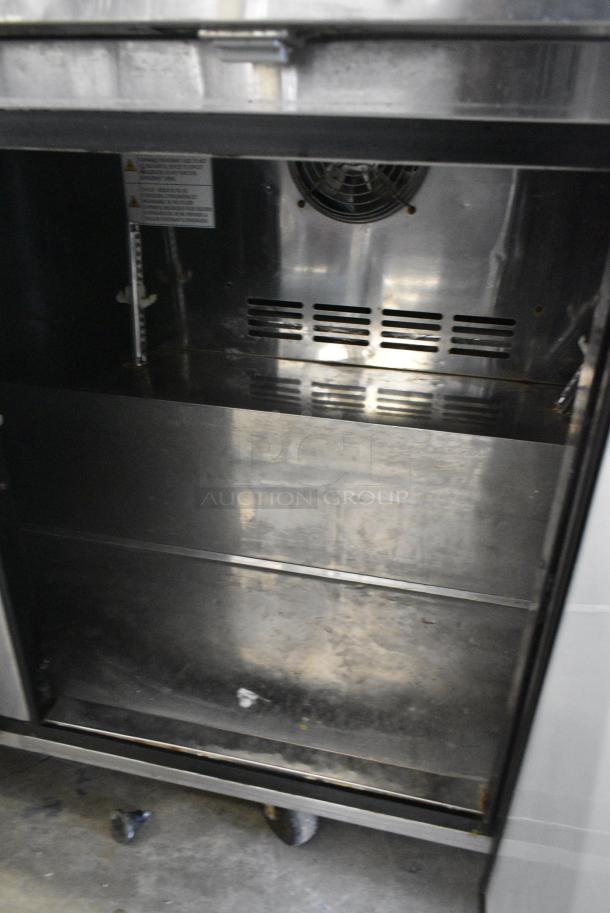 Turbo Air TUR-72SD-N Stainless Steel Commercial 3 Door Work Top Cooler w/ 2 Tier Over Shelf on Commercial Casters. 115 Volts, 1 Phase. Tested and Working! - Image 6 of 8