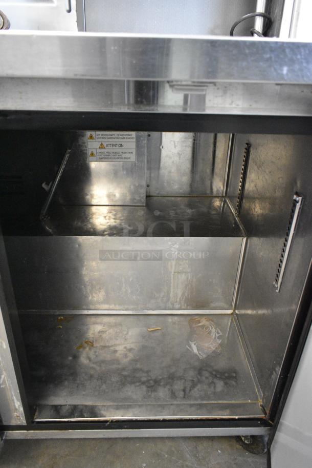 Turbo Air TUR-72SD-N Stainless Steel Commercial 3 Door Work Top Cooler w/ 2 Tier Over Shelf on Commercial Casters. 115 Volts, 1 Phase. Tested and Working! - Image 7 of 8